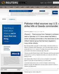 Pakistan tribal sources say drone strike: Reuters