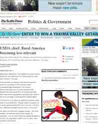 USDA chief Rural America becoming less relevant: Seattle Times